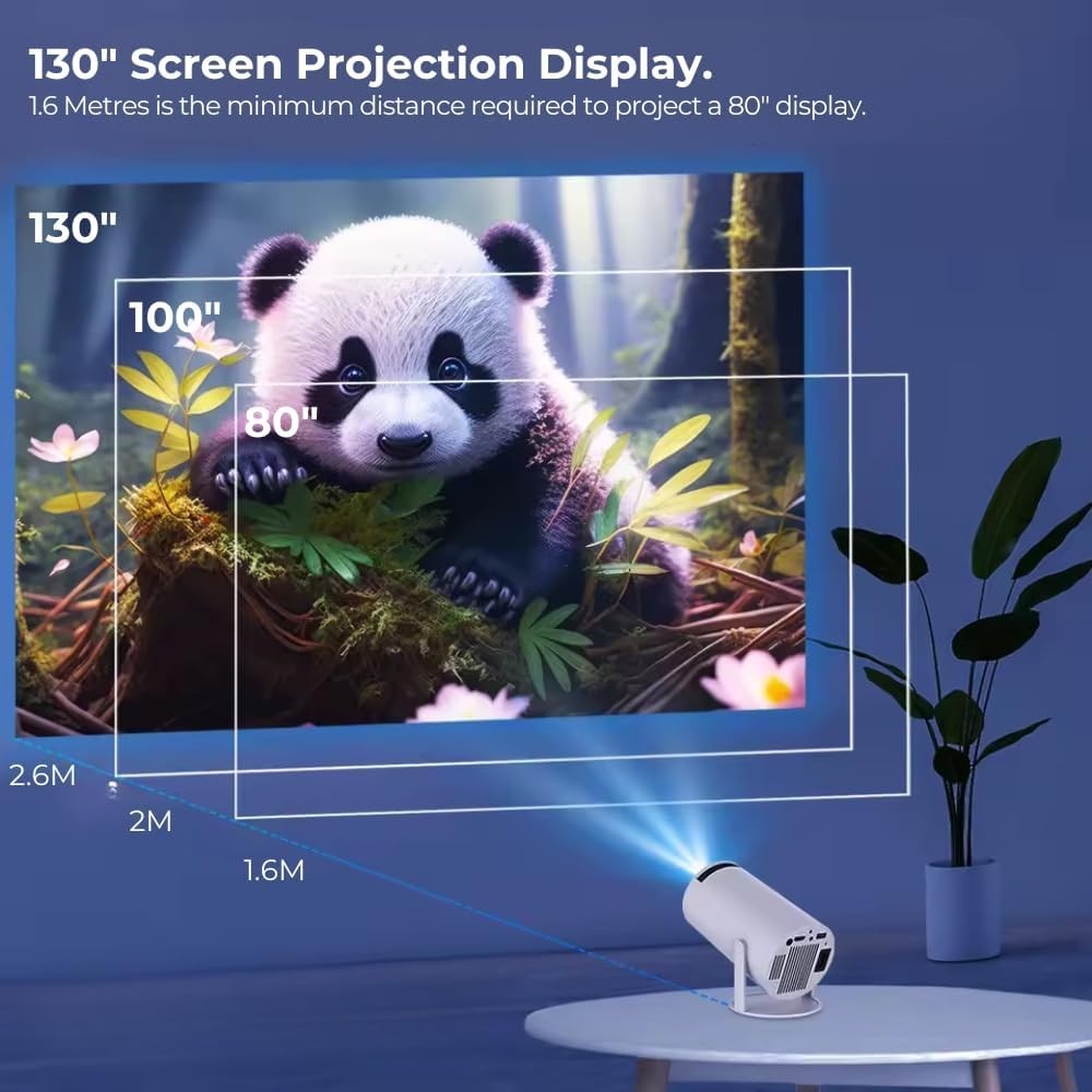 4K Smart Projector 1080P WiFi 6 Bluetooth 210° Rotating Netflix