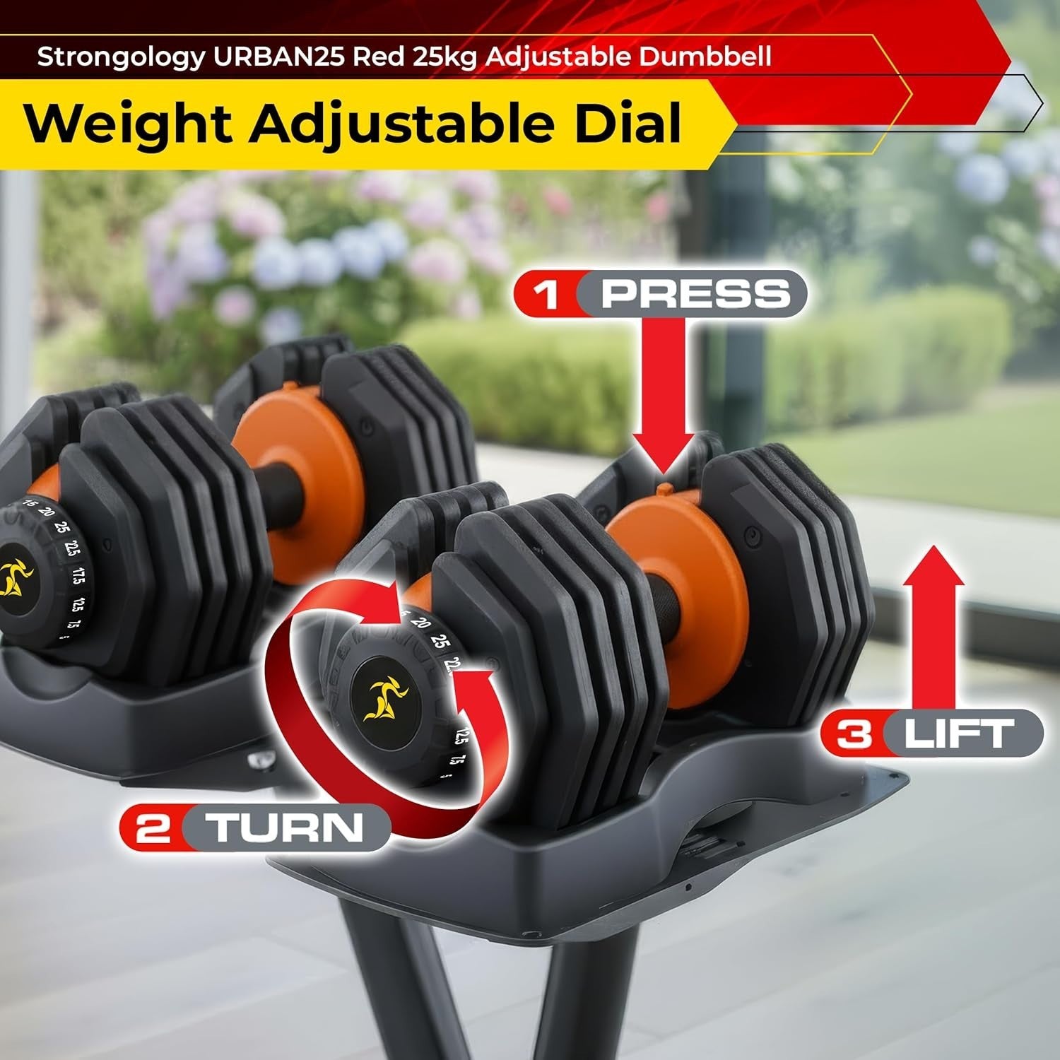 2.5–25KG Adjustable Smart Dumbbells Pair Dial System Home Gym