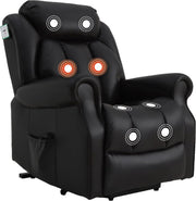Dual Motor Lift Recliner Chair Heat Massage Leather Riser Mobility Support Black
