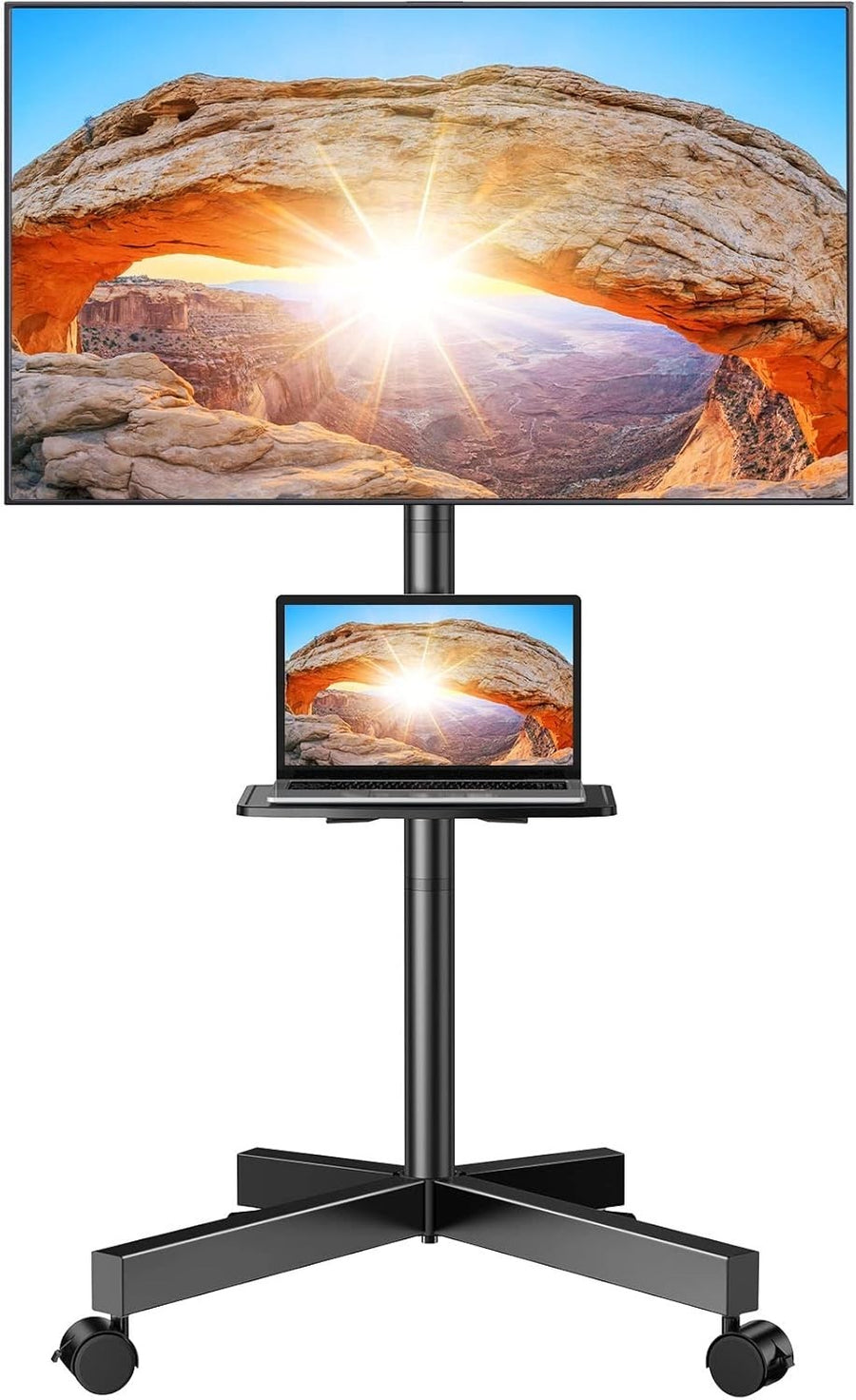 Mobile TV Stand on Wheels for 23-60" LED/LCD/Curved TVs with Laptop Shelf