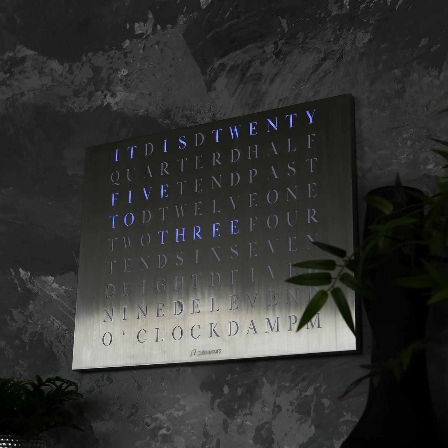 Digital LED Word Clock Wall Art – Smart Wi-Fi Controlled Modern Home Decor
