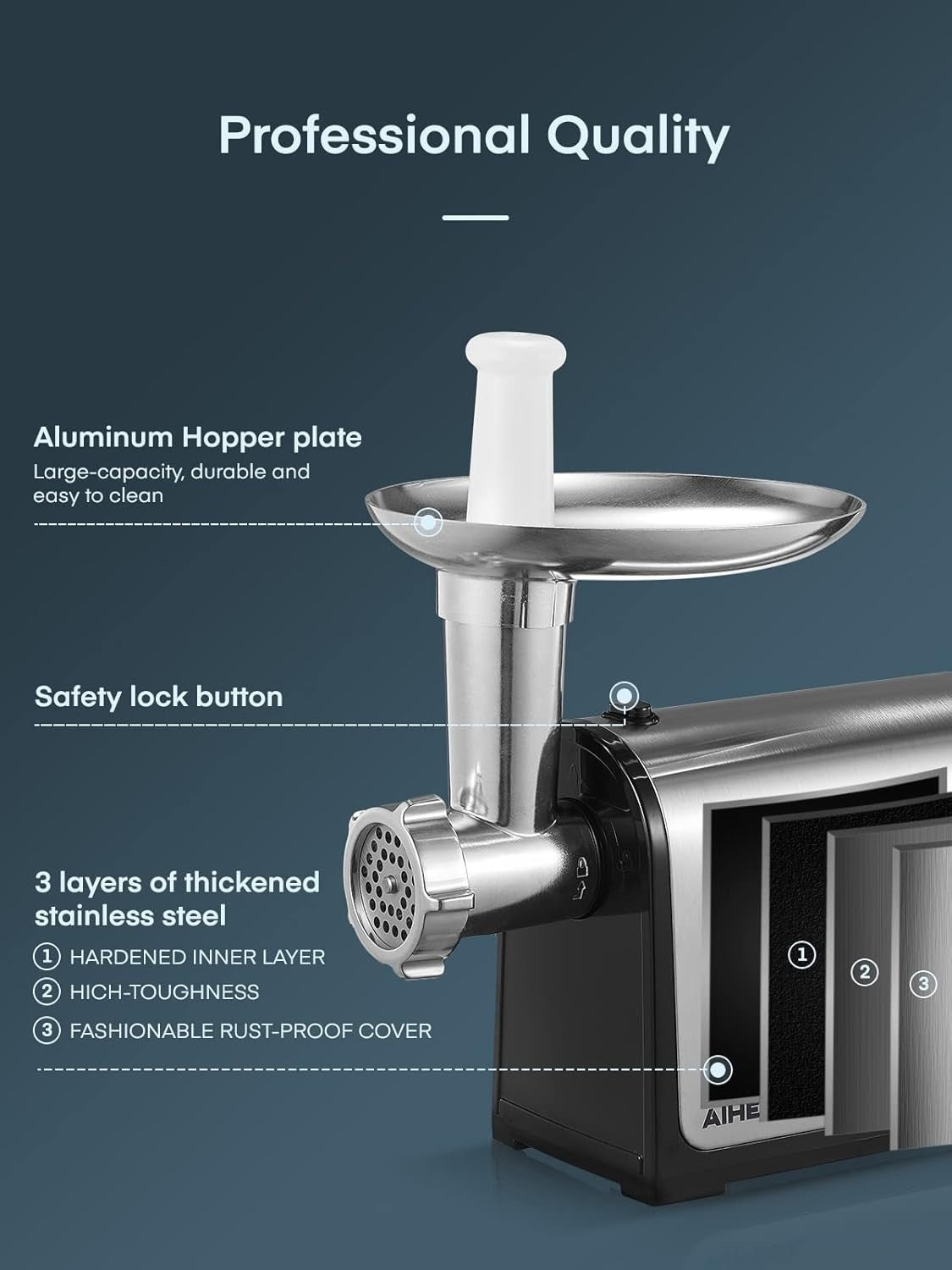 3200W Electric Meat Grinder Sausage Maker Mincer 3 Plates Stainless