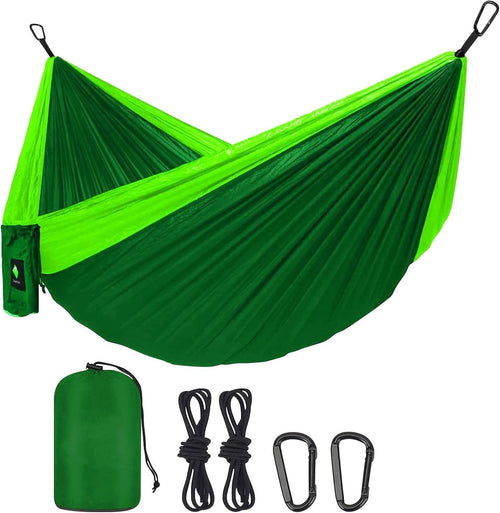 Ultralight Portable Camping Hammock with Tree Straps Breathable Setup - Green