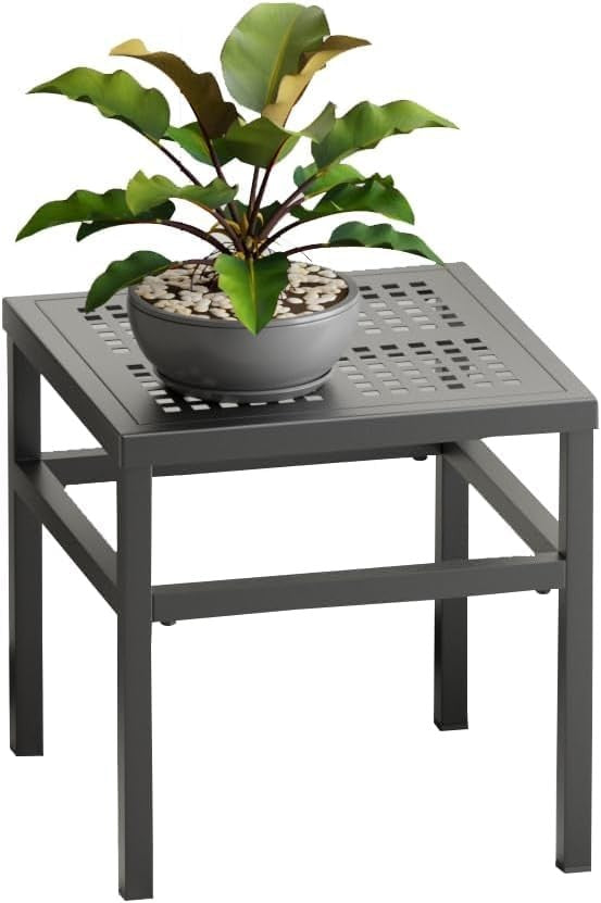 Heavy Duty Metal Plant Stand Indoor Outdoor Black Rust Proof Flower Pot Table