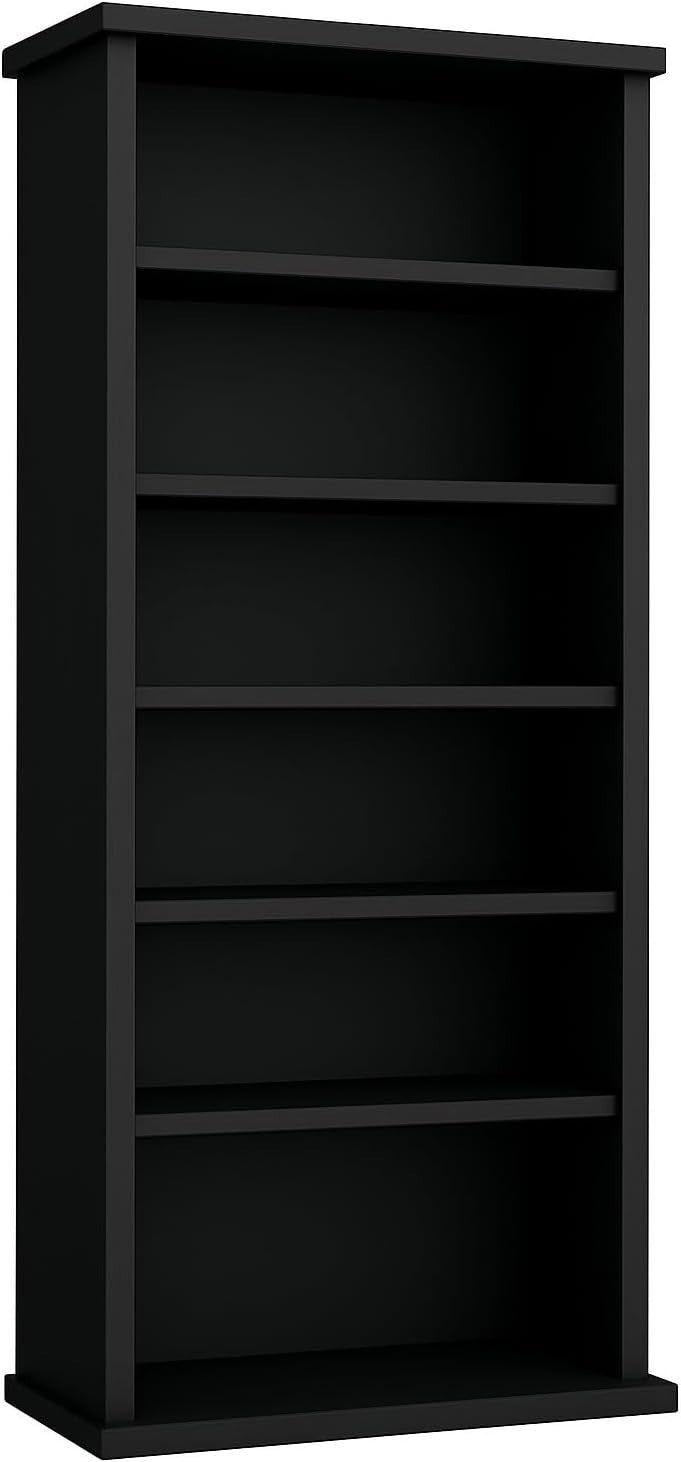Black CD DVD Storage Tower Media Cabinet Holds 150 CDs 65 DVDs Shelf