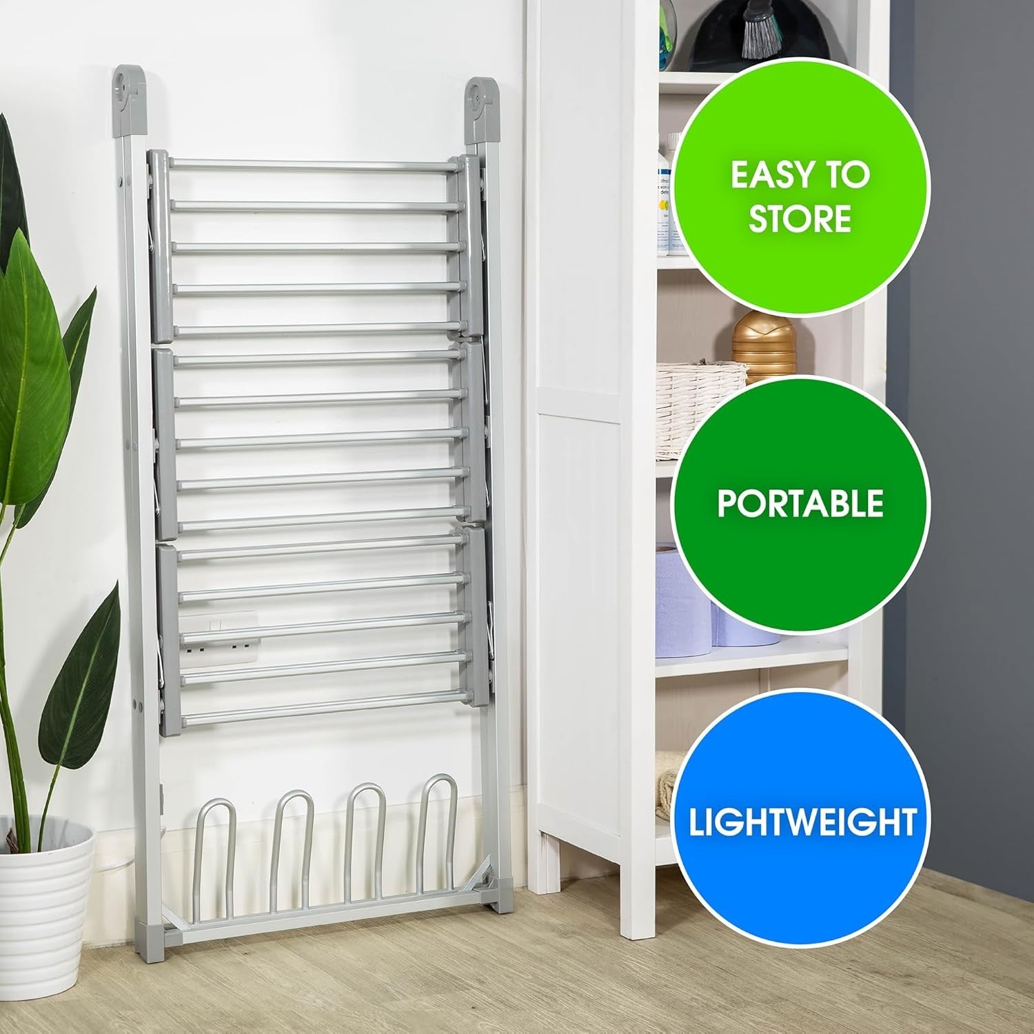 Heated Clothes Airer 3 Tier Electric Folding Drying Rack Indoor Energy