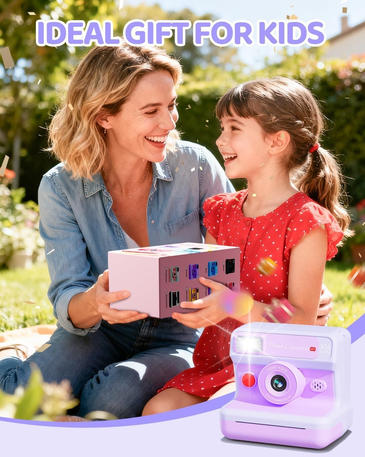 Kids Instant Print Camera 1080P HD Selfie Camera 32GB Card Toy Gift