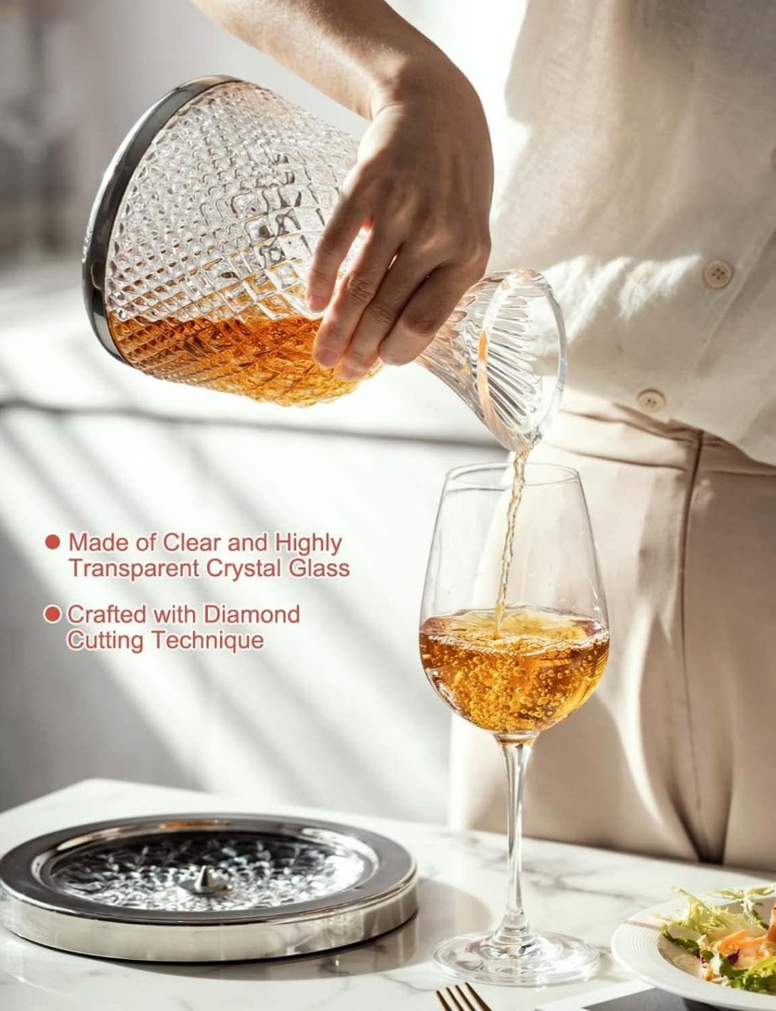 1500ml Crystal Wine Decanter 360° Rotating Aeration Set Luxury Gift Home Bar