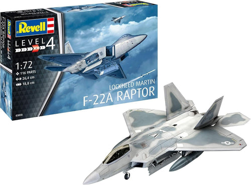 1:72 F-22A Raptor Jet Model Kit – Military Aircraft Build Set Unpainted