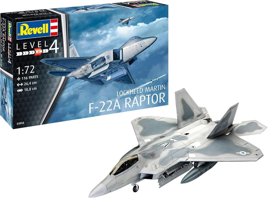 1:72 F-22A Raptor Jet Model Kit – Military Aircraft Build Set Unpainted