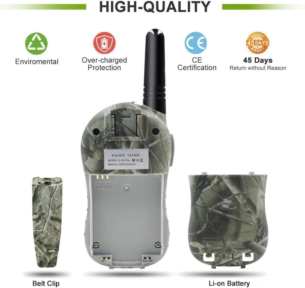 Kids Rechargeable Walkie Talkies 2 Pack Long Range VOX 8 Channel Radio
