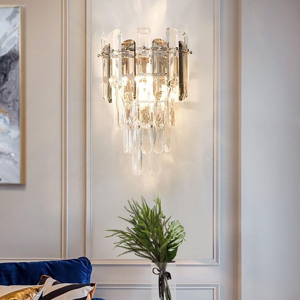Crystal Wall Sconce Light E14 Luxury Glass Lamp for Bedroom Hotel