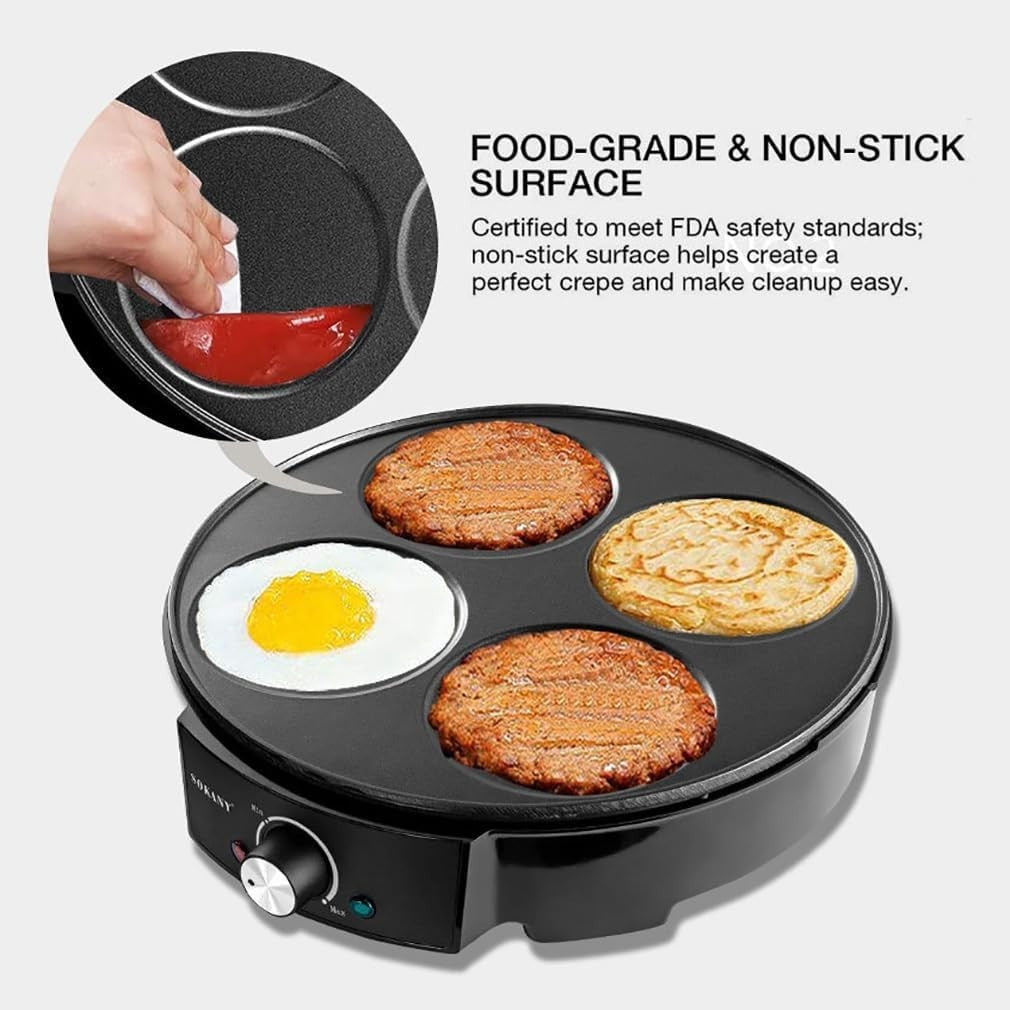 Electric 9-Mould Mini Pancake  Crepe Maker Non-Stick Grill 1.2Kw Adjustable Temp