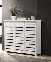 White Shoe Cabinet 3 Door 5 Tier Cupboard Storage Unit Modern 114cm Wide