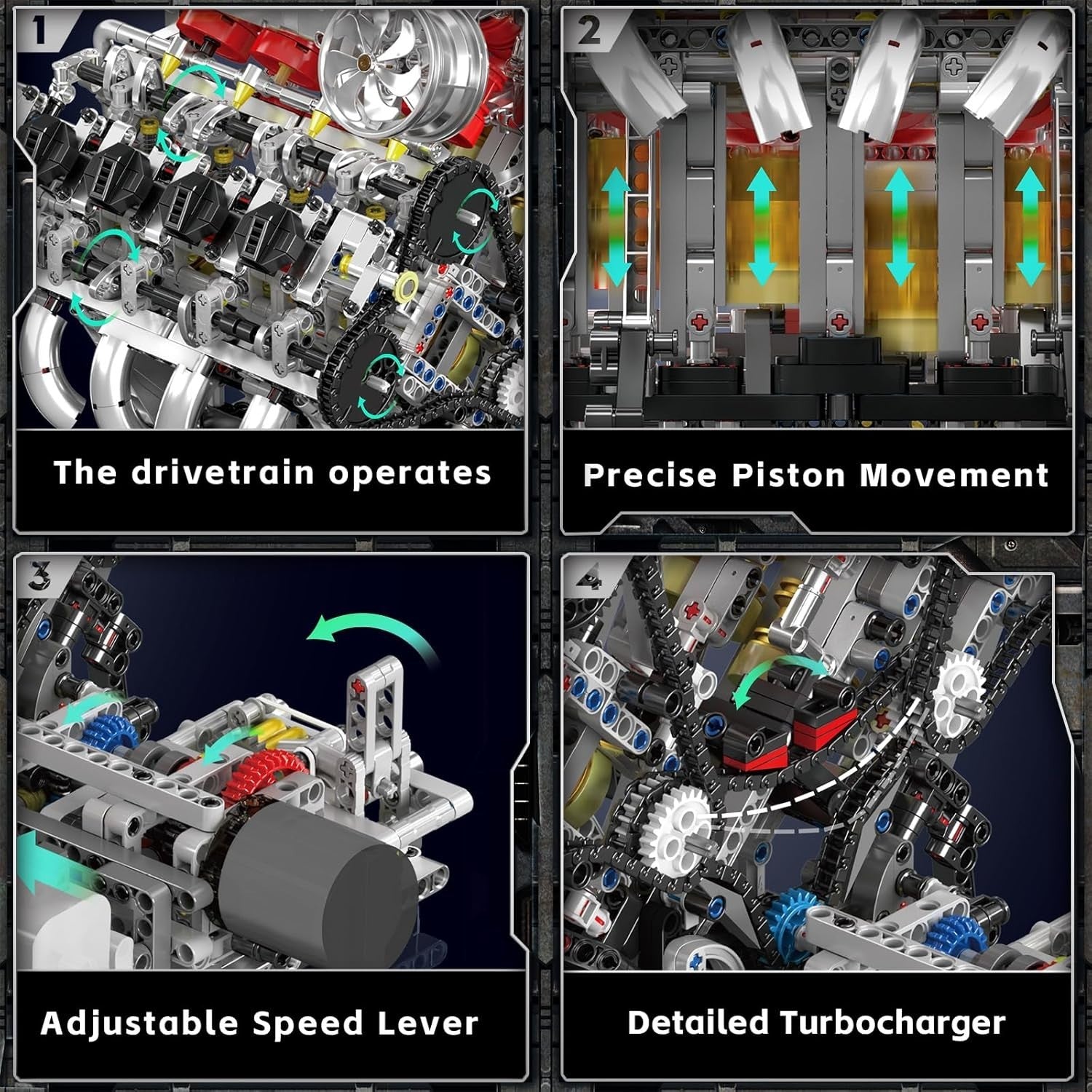 V8 Engine Model Kit DIY Supercar Engine Build STEM Toy for Adults Kids