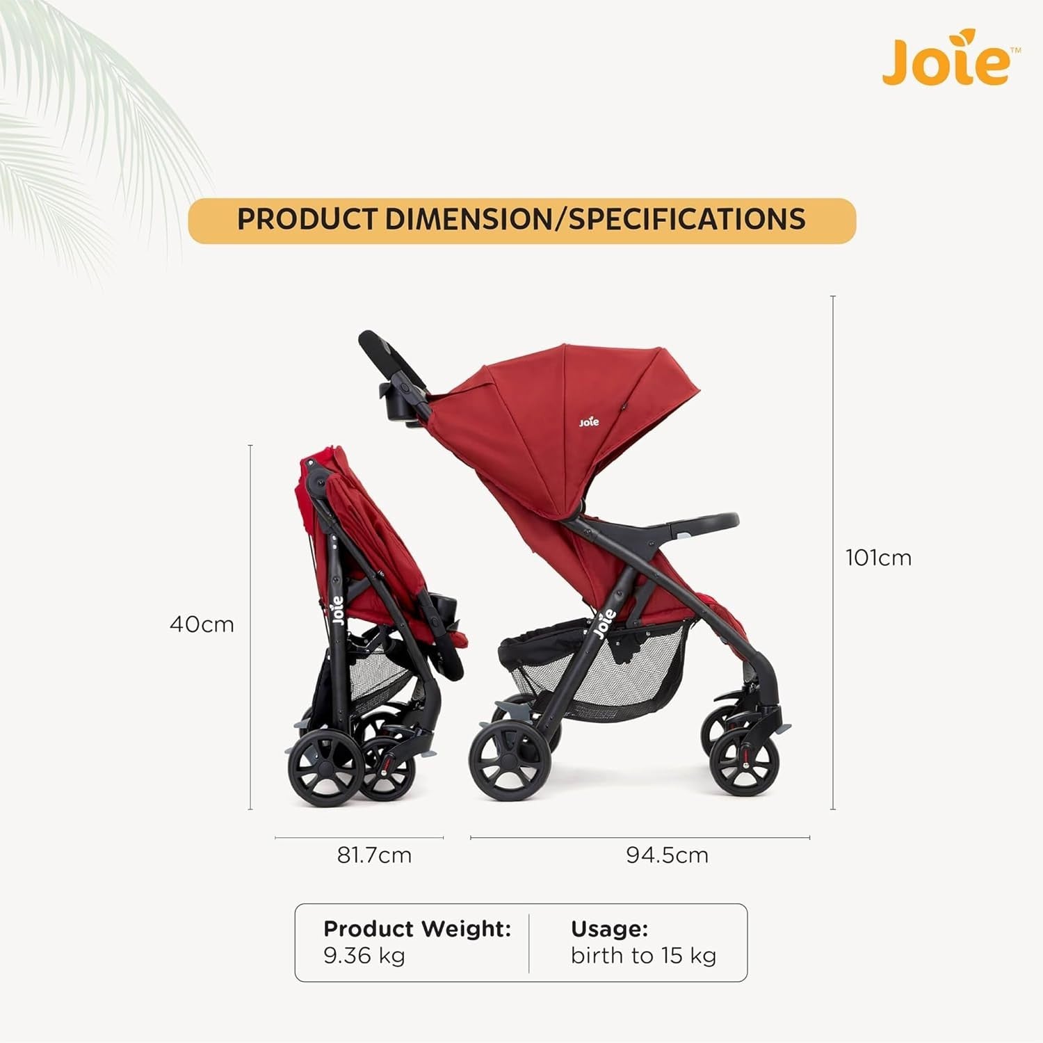 Lie-Flat Pushchair from Birth to 15kg, Travel System Ready, Footmuff