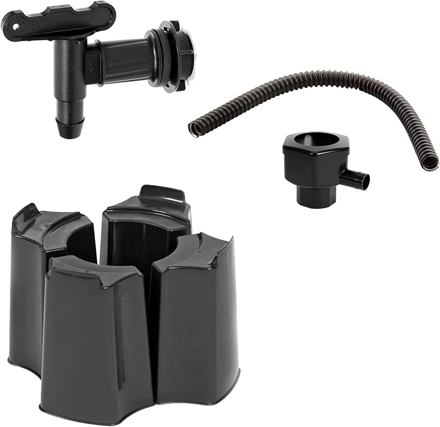 210L Large Garden Water Butt With Stand Tap Diverter & Lockable Lid Black