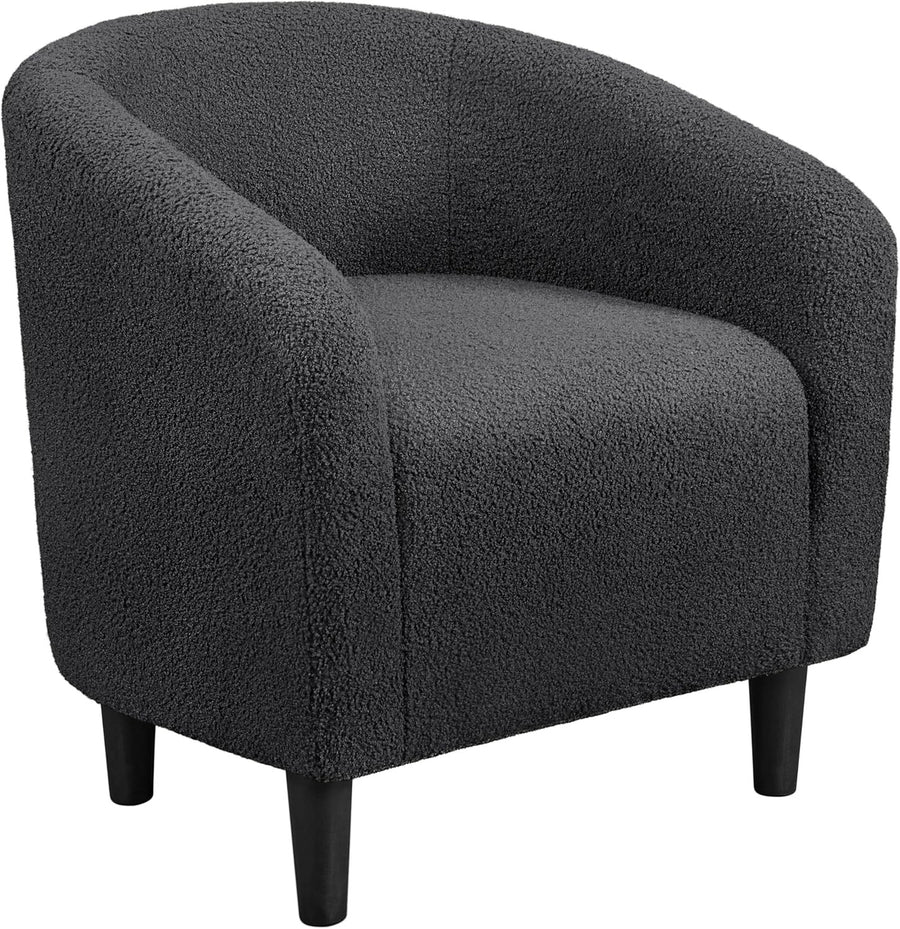 Boucle Tub Chair Dark Grey Accent Barrel Armchair Living Room