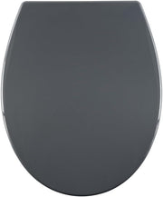 Grey Oval Toilet Seat Thermoplastic Quick Release Top & Bottom Fix 44.5x37cm