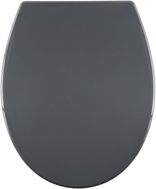 Grey Oval Toilet Seat Thermoplastic Quick Release Top & Bottom Fix 44.5x37cm