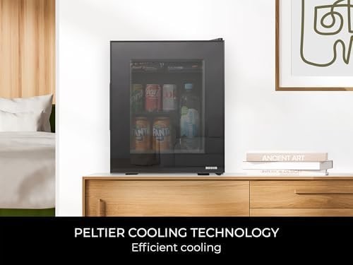 10L Black Corby Eton-E Mini Fridge Glass Door Tabletop Cooler LED