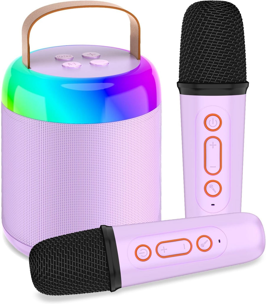 Kids Karaoke Machine with 2 Microphones LED Lights Portable Gift