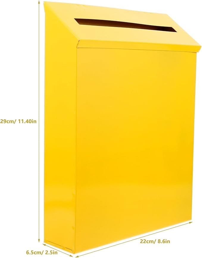 Vintage Wall Mounted Mailbox Yellow Iron – Retro Letter Box for Home & Garden
