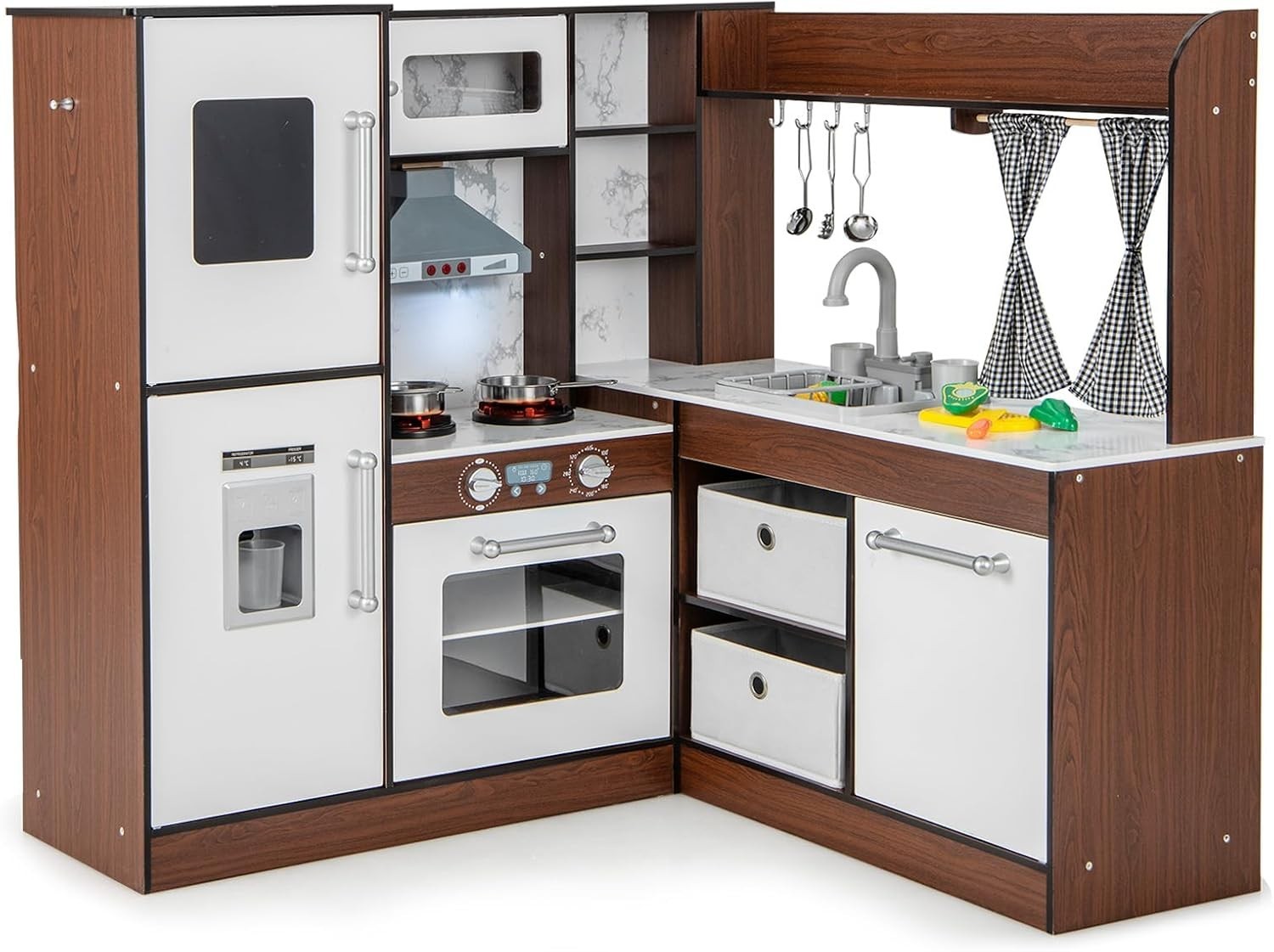 Kids Corner Play Kitchen Lights Sounds Ice Maker Water Sink Brown