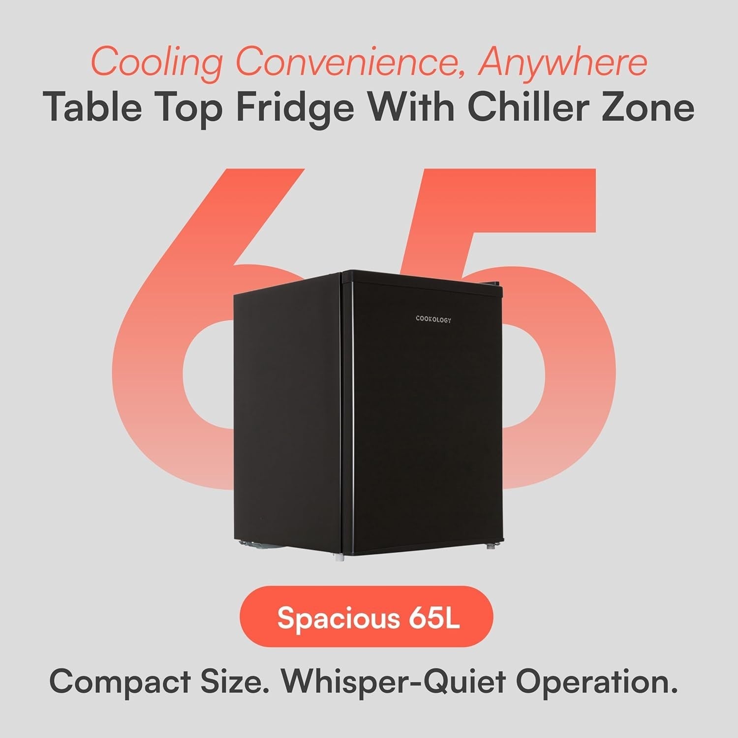 67L Table Top Mini Fridge Compact Freestanding Reversible Door Black