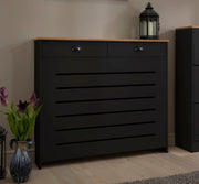 Modern Black Radiator Cover Cabinet with Storage Drawers MDF Unit