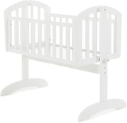 Wooden Baby Swinging Gentle Rocking Cradle with Mattress White