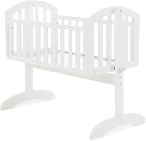 Wooden Baby Swinging Gentle Rocking Cradle with Mattress White