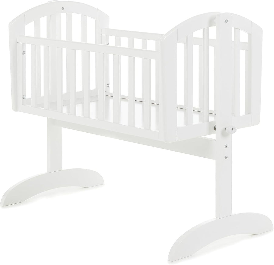Wooden Baby Swinging Gentle Rocking Cradle with Mattress White