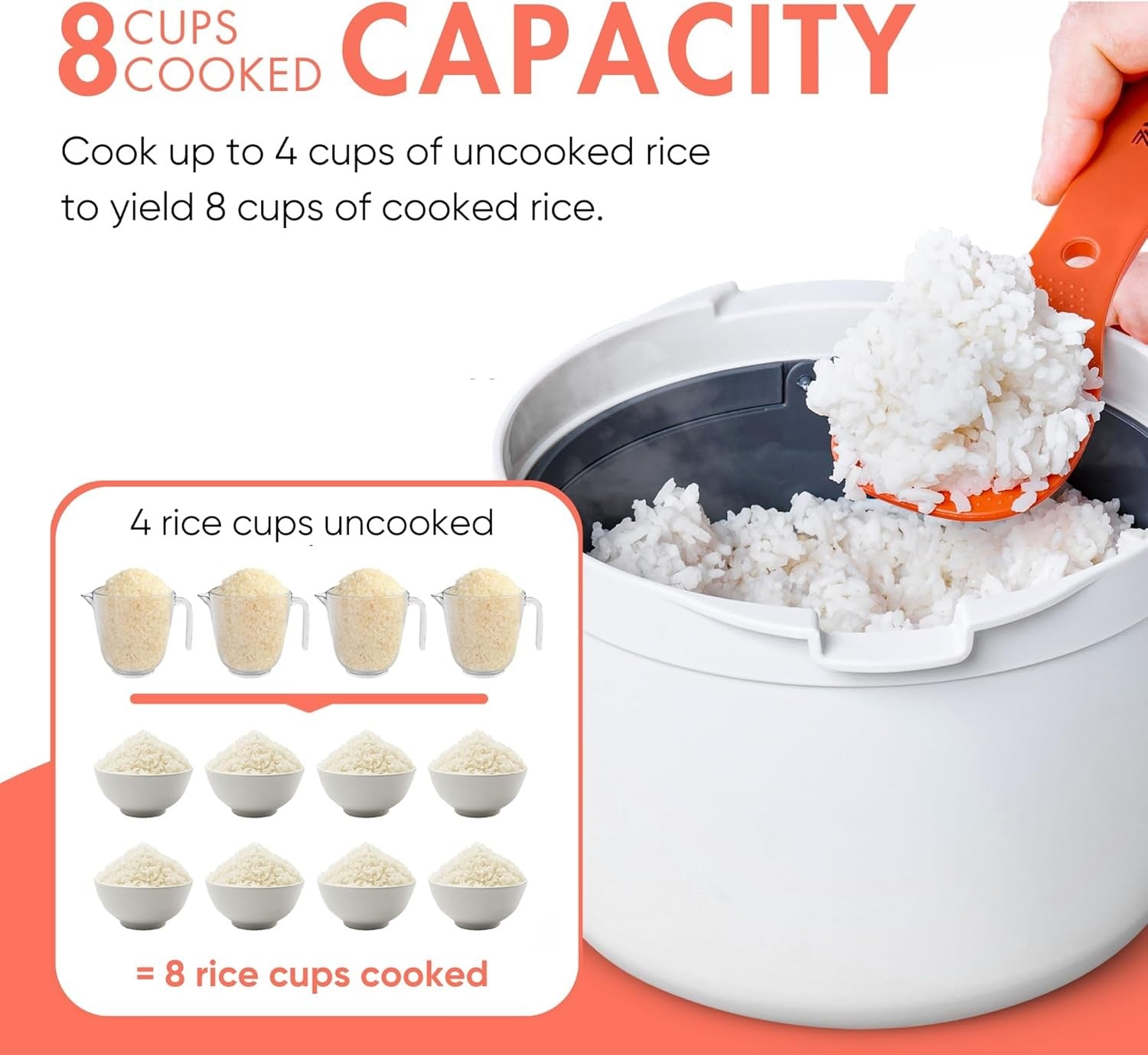 Microwave Rice Cooker Steamer Pasta Cooker 8 Cup
