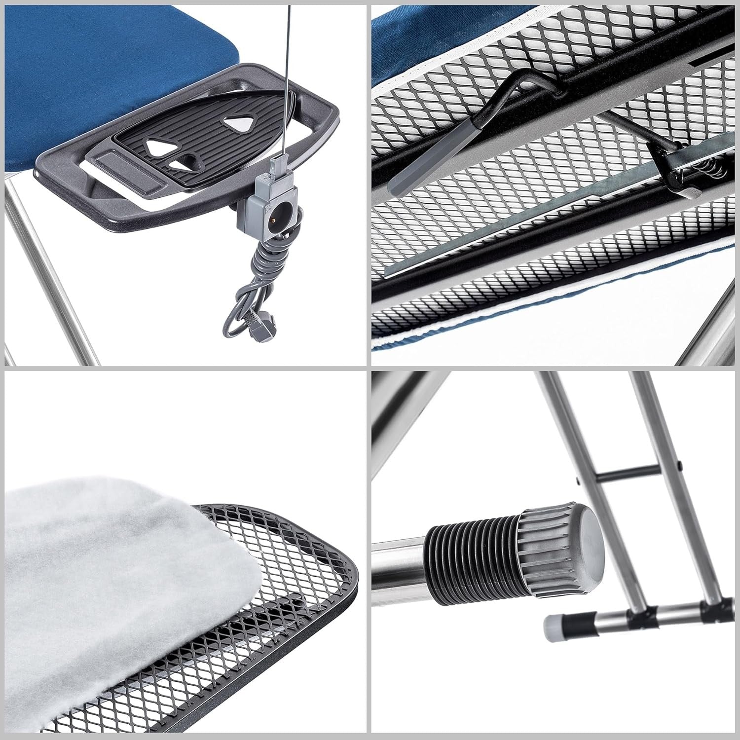 Extra Large Ironing Board 120x42cm Adjustable Height Iron Rest Cable Holder