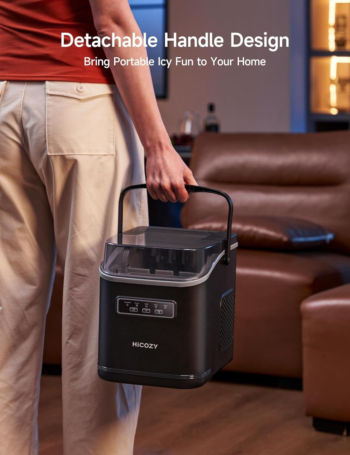 Countertop Ice Maker 12kg/24H Self Cleaning Portable Fast Ice 6 Min Black