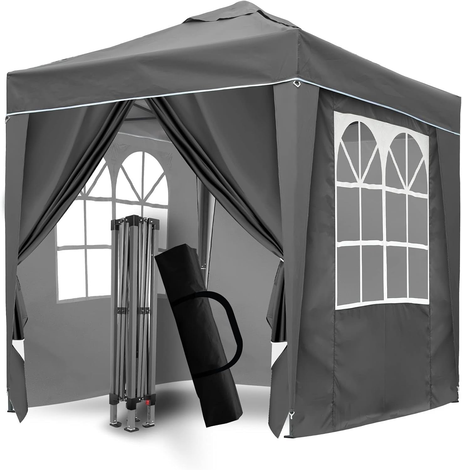 2x2M Grey Pop Up Gazebo With Removable Sides Fully Waterproof Outdoor Tent