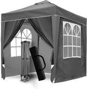 2x2M Grey Pop Up Gazebo With Removable Sides Fully Waterproof Outdoor Tent