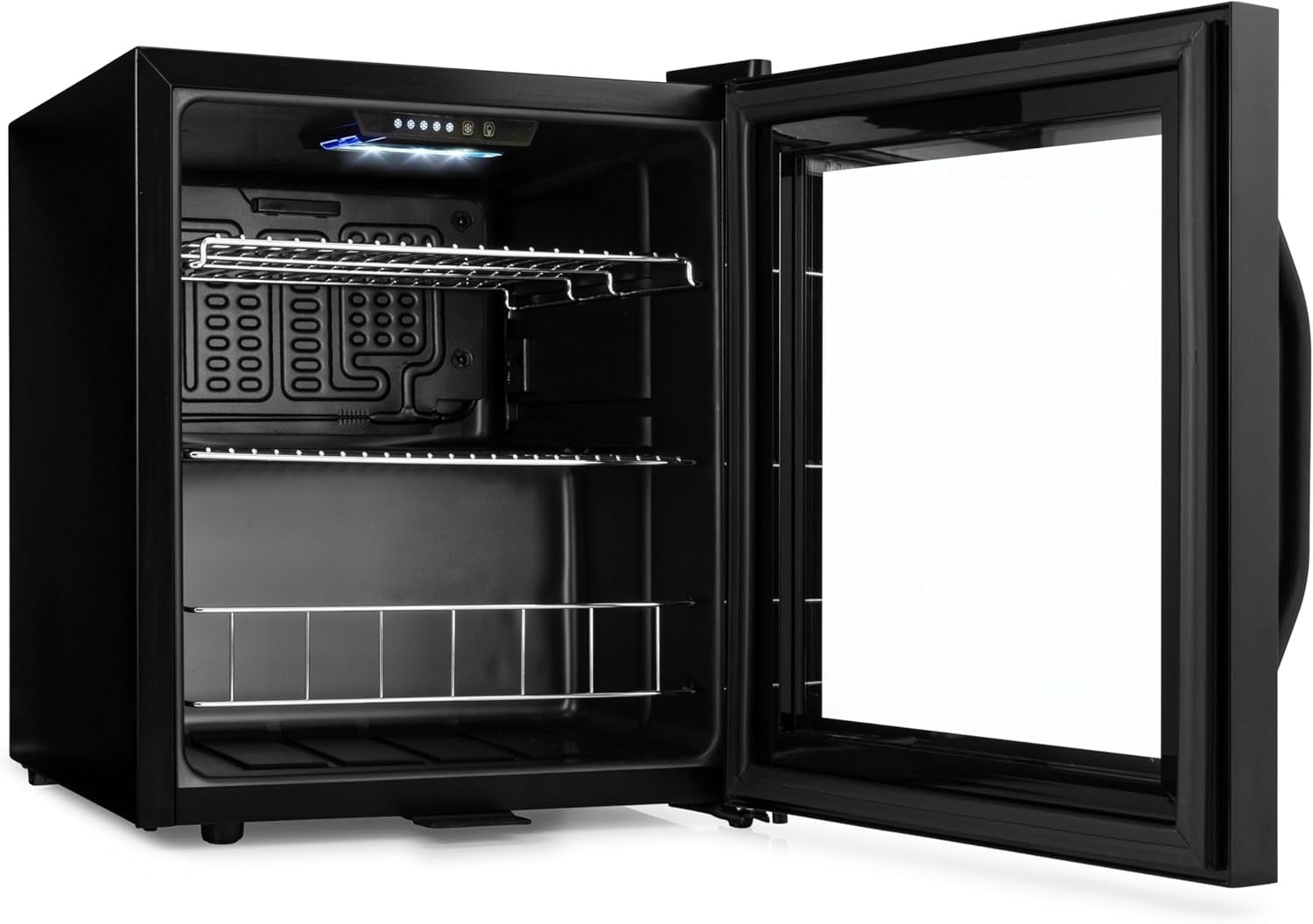 Mini Fridge 50L Compact Glass Door Drinks Cooler LED Touch Control Black