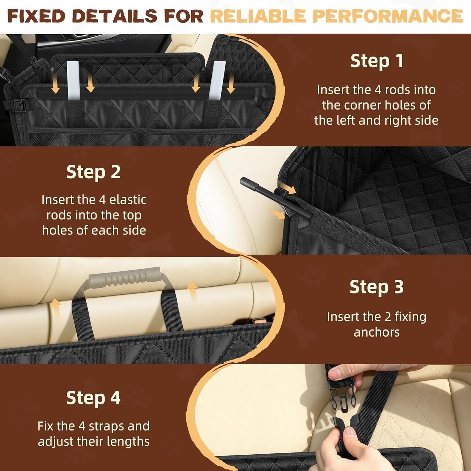 Extra Stable Dog Car Seat Waterproof Booster Bed Safety Belt 57lb