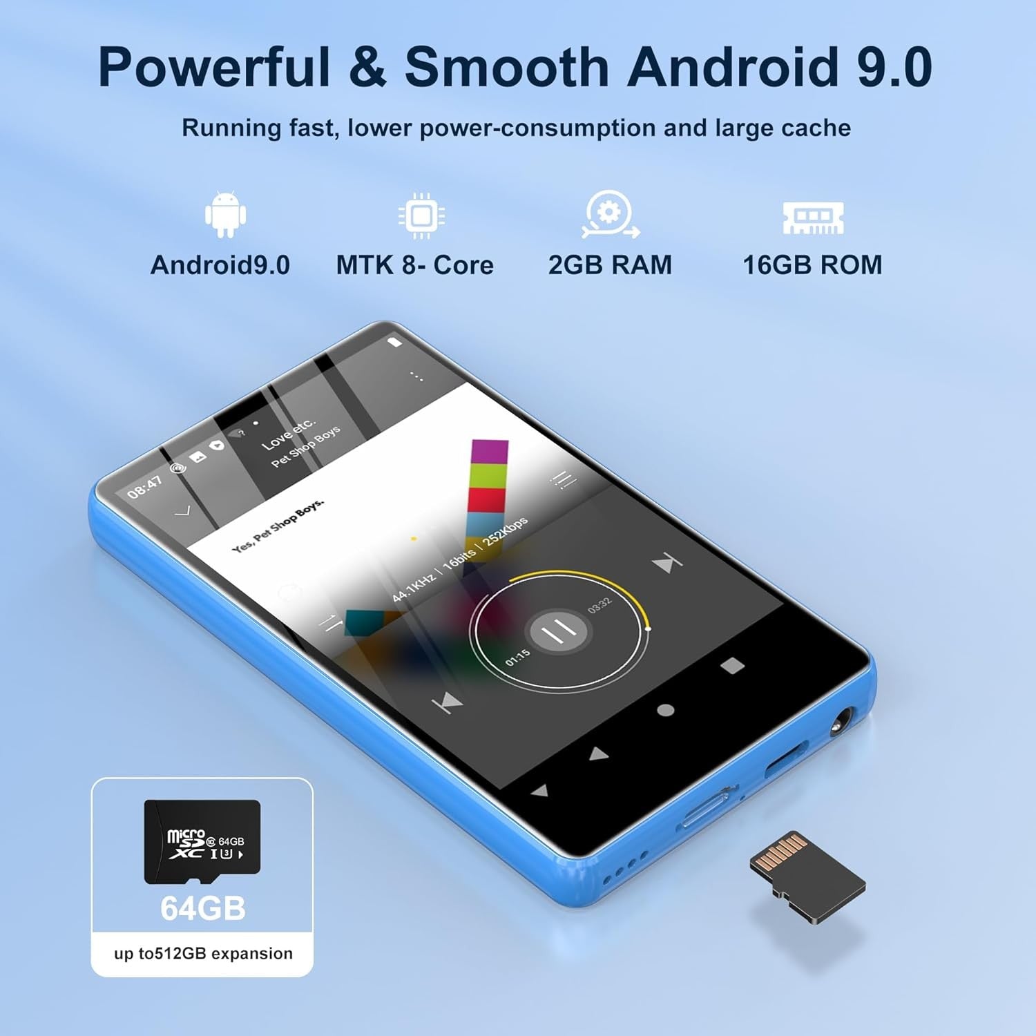 Wi‑Fi & Bluetooth 80GB 4″ HD Touch MP3 Player w/ Apps & Streaming