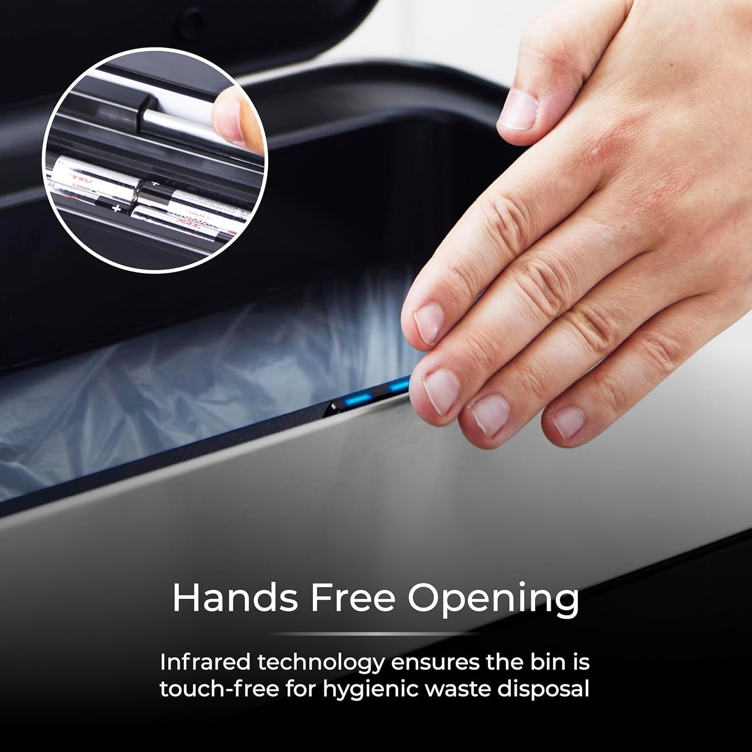 60L Touchless Kitchen Bin | Automatic Sensor Trash Can Black