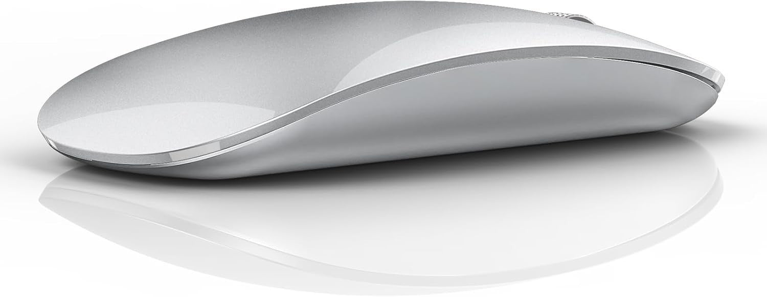 Ultra Slim Bluetooth Mouse Rechargeable Silent Triple Mode USB C Travel Silver