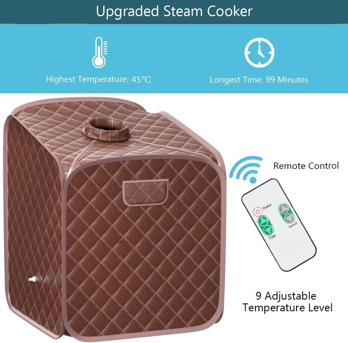 Portable Steam Sauna Tent Coffee 1000W Home Spa Fast Heat Remote Chair Foot