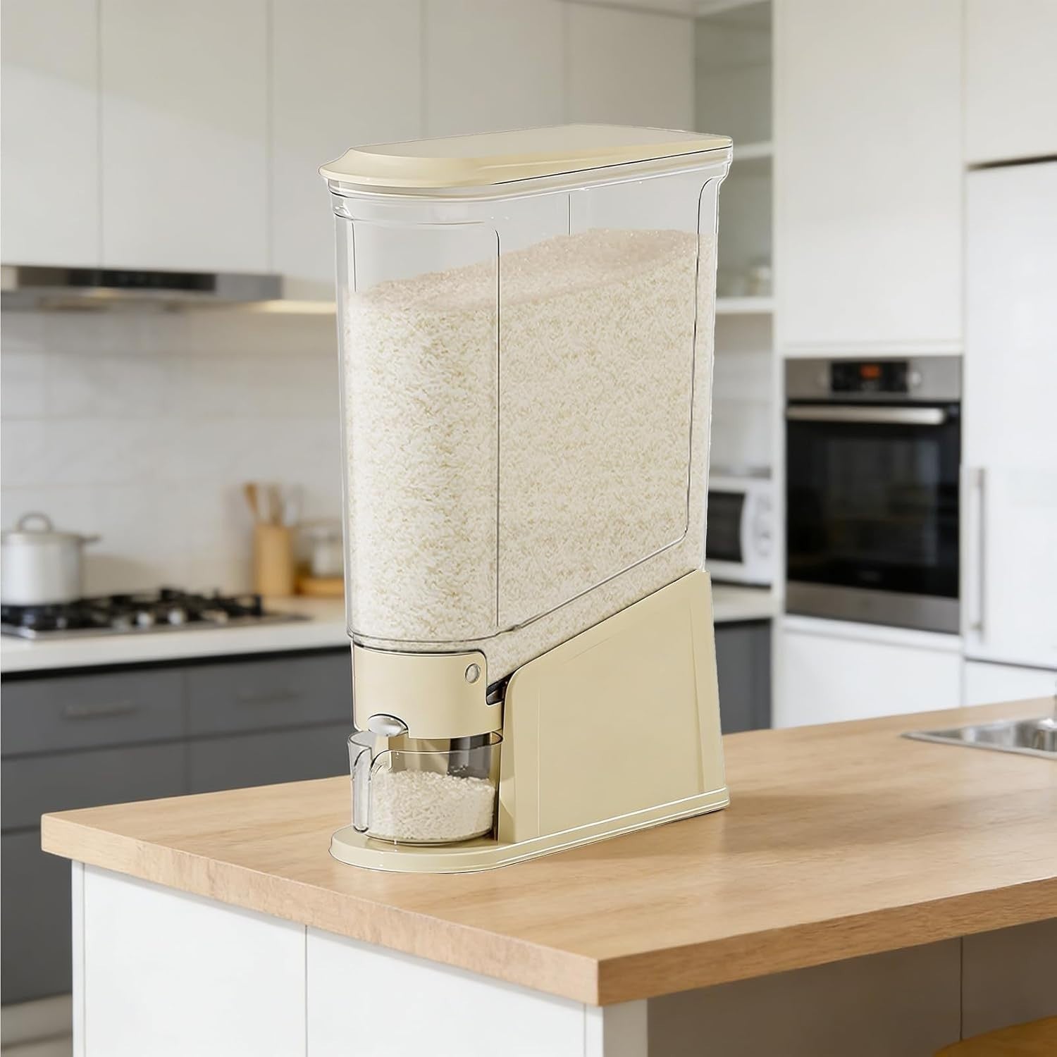 Large Airtight Rice Dispenser Slim Storage Container w Cup