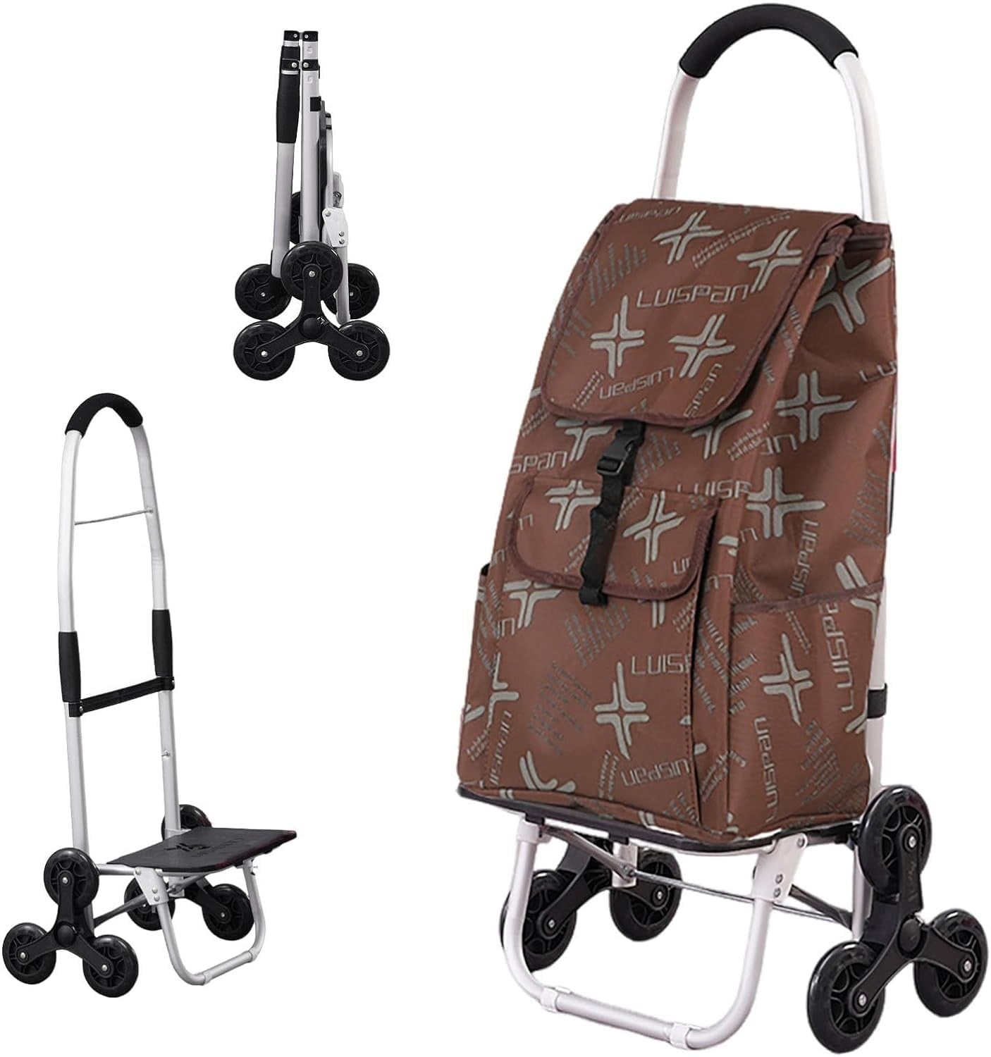 2-in-1 Foldable Stair Climber Trolley 6-Wheel Lightweight 40KG Waterproof Bag