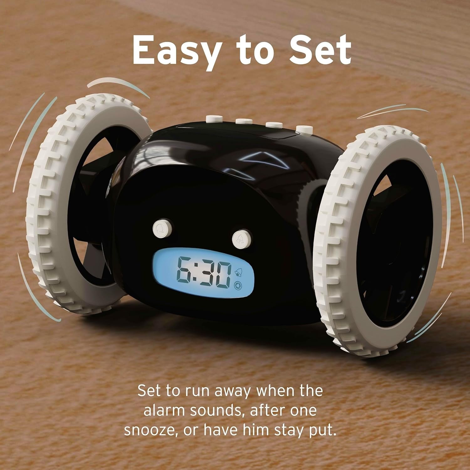 Runaway Alarm Clock on Wheels Extra Loud Heavy Sleeper Wake Up Clock