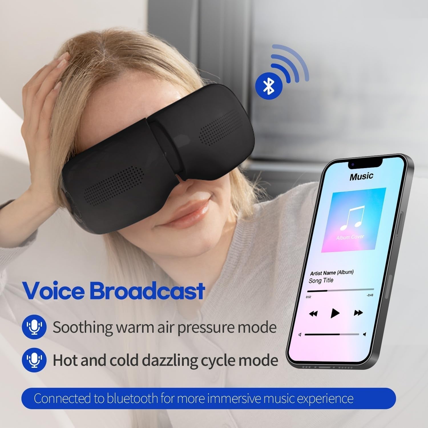 Hot & Cold Eye Massager Airbag Vibration Bluetooth Sleep Aid