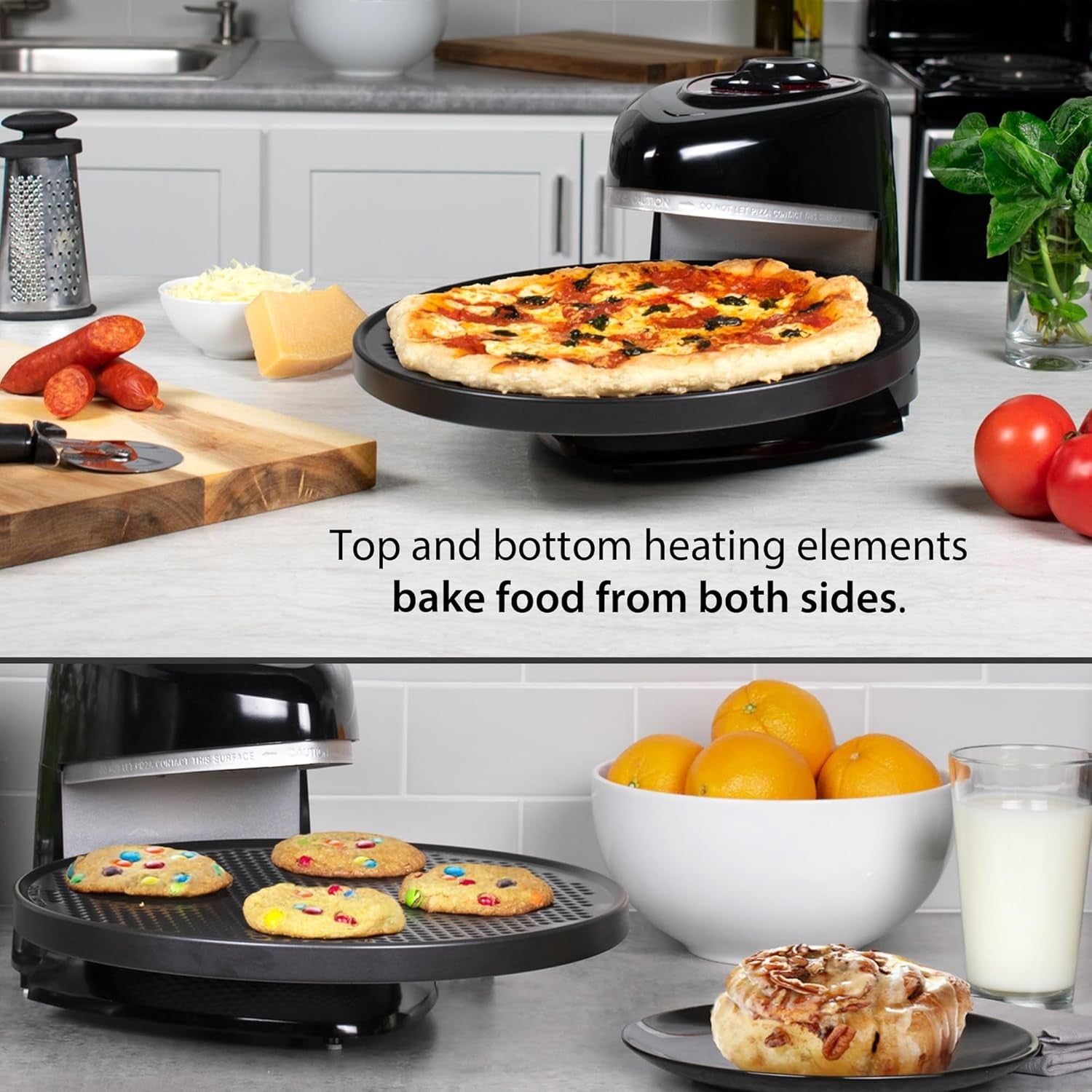 Rotating Electric Pizza Oven | Nonstick Indoor Pizza Maker with Timer & Dual Hea