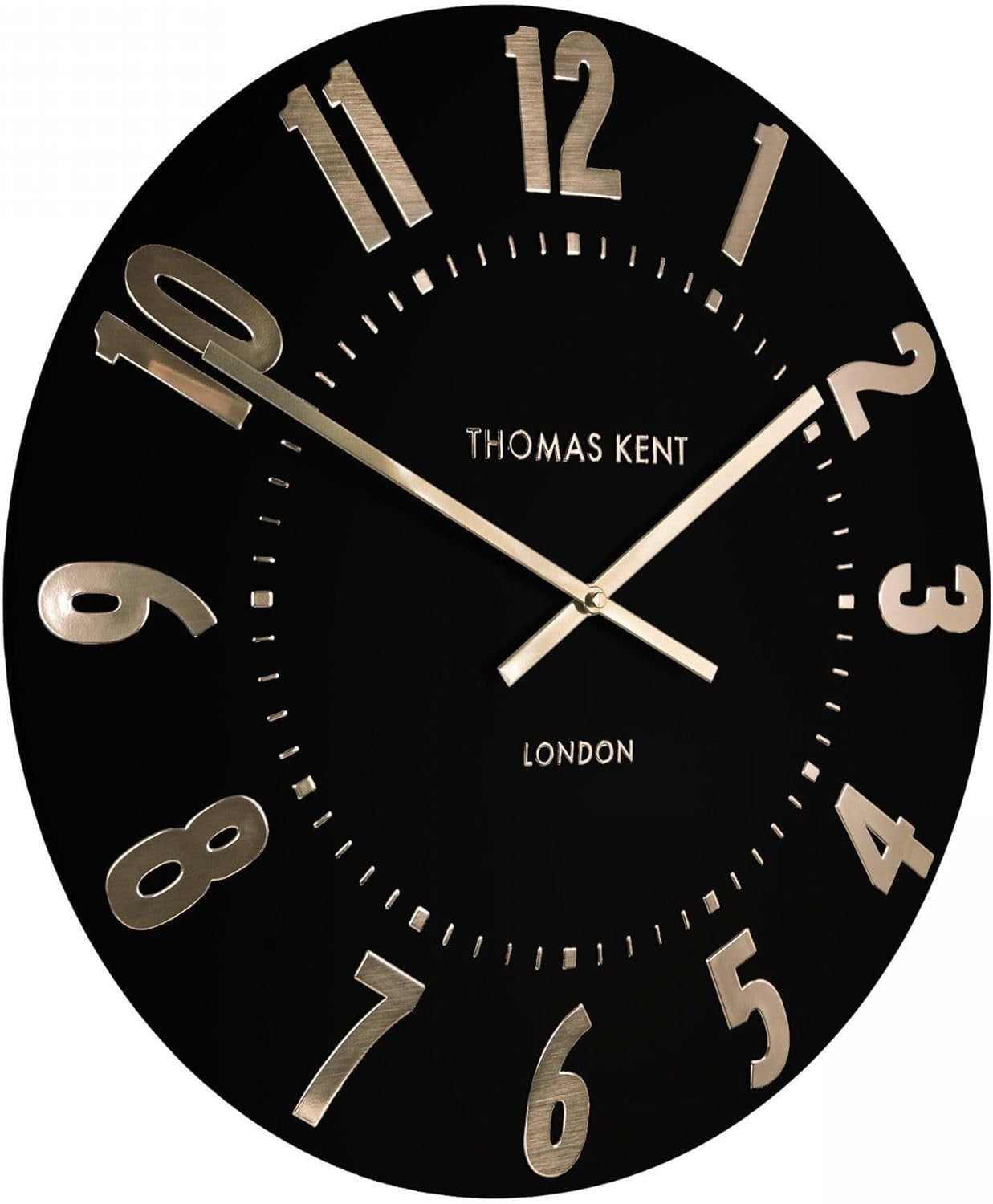 12" Black Wall Clock with Metallic Numerals | Silent Quartz Movement